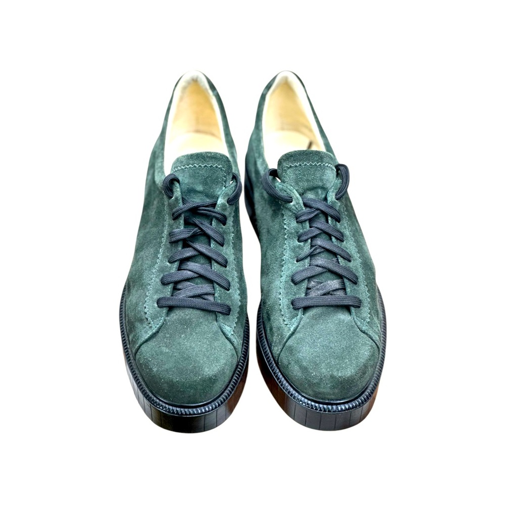 Robert Clergerie sz 41.5 suede leather green platform shoes Paris France NWOT